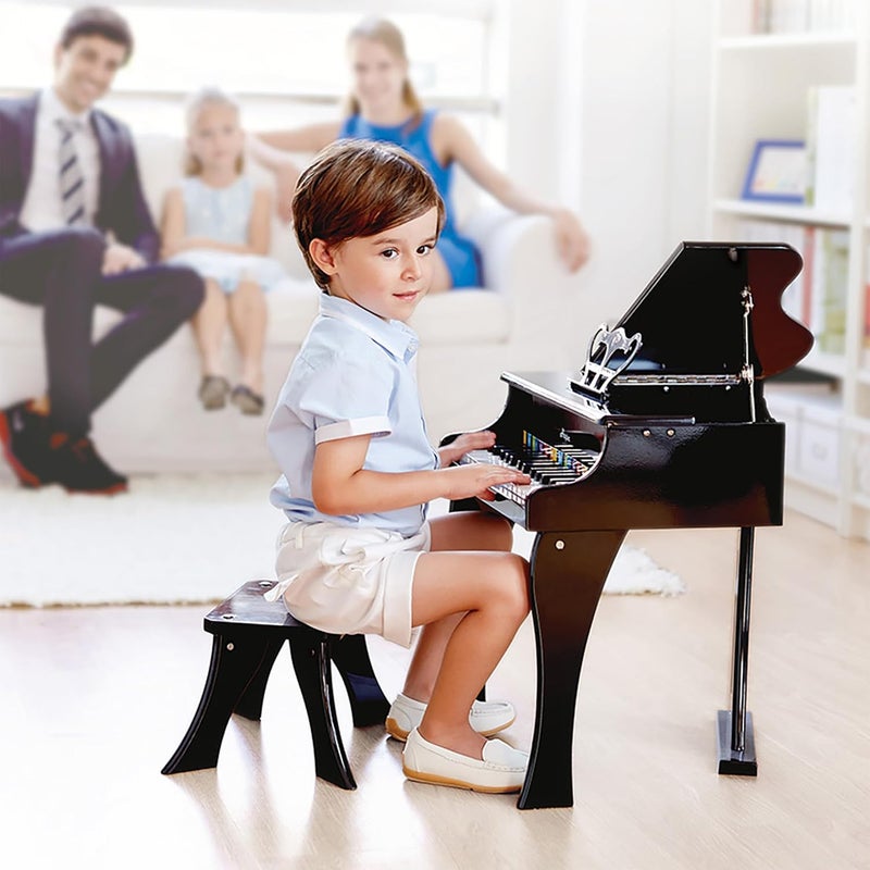 هيب Hape Happy Grand Piano آلة موسيقية للأطفال الصغار – لوحة مفاتيح خشبية بـ 30 مفتاحًا، تصميم بحجم الأطفال، يعزز التنسيق بين اليد والعين، يشجع الإبداع، من سن 3 سنوات فما فوق - Image 2