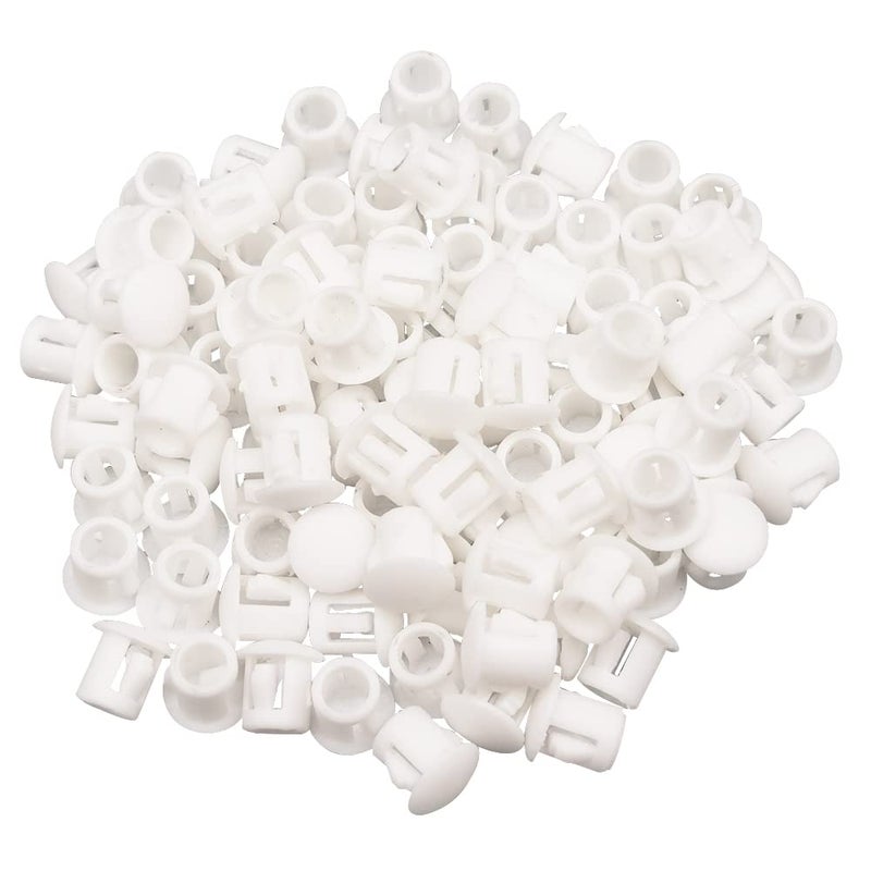 Alamic Hole Plugs 14 Plastic Flush Type Hole Plugs for 556mm Hole Snap in Locking Hole Tube Screw Caps Drilling Cover Plugs Fastener Covers for Kitchen Cabinet Furniture White 100 Pack