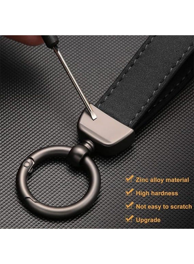 Keychain,Wear Resistant Metal Leather Key Ring，Key Fob Key Chain Holder, 360 Degree Rotatable Car Keychain - Image 2