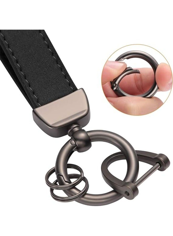 Keychain,Wear Resistant Metal Leather Key Ring，Key Fob Key Chain Holder, 360 Degree Rotatable Car Keychain - Image 3