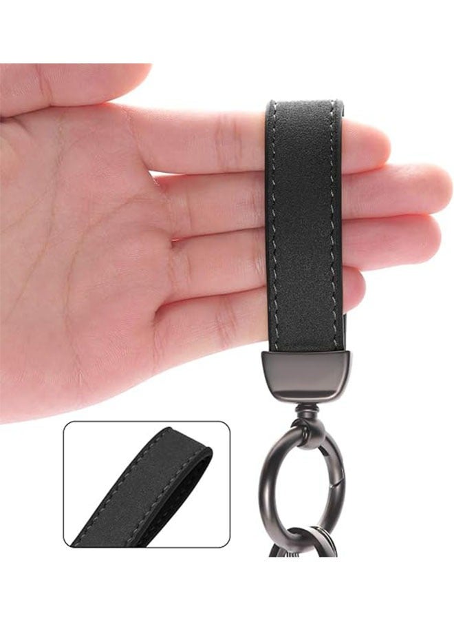 Keychain,Wear Resistant Metal Leather Key Ring，Key Fob Key Chain Holder, 360 Degree Rotatable Car Keychain - Image 4