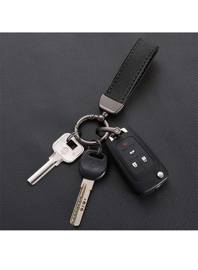 Keychain,Wear Resistant Metal Leather Key Ring，Key Fob Key Chain Holder, 360 Degree Rotatable Car Keychain - Image 5