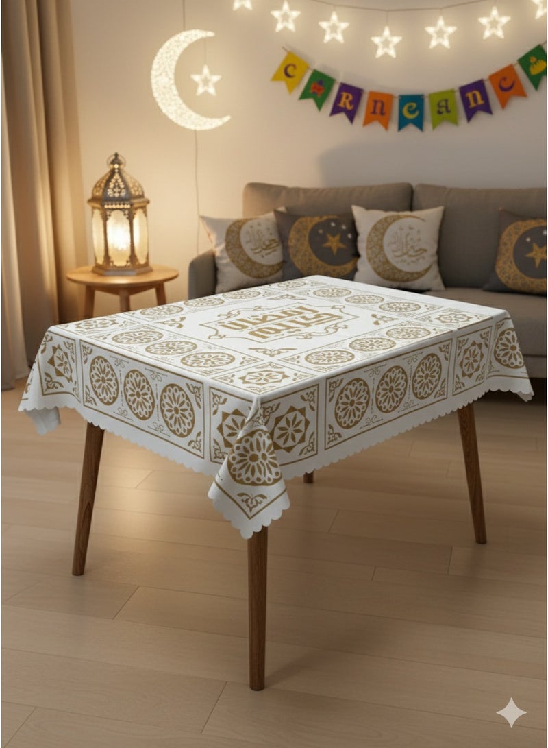 Ramadan Tablecloth with Traditional Islamic Design 150×160 CM , Festive Ramadan Table Cover for Iftar & Suhoor , Decorative Dining Table Cloth for Home, Gatherings & Ramadan Decor - Image 2