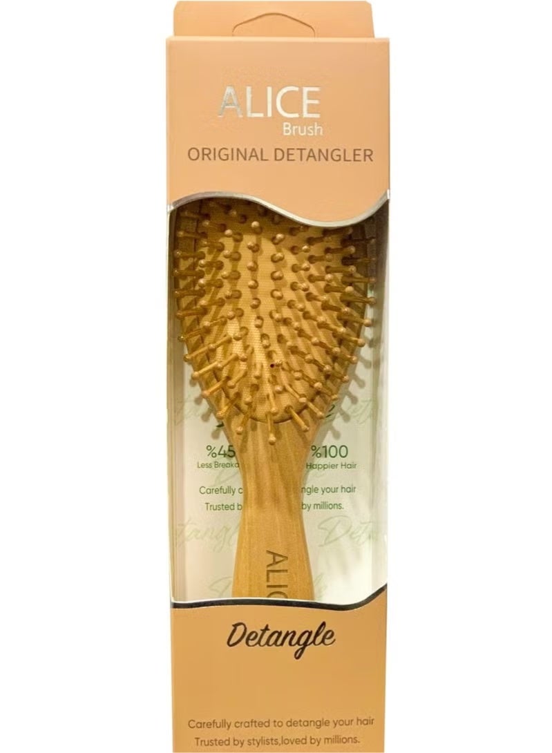 أليس فرشاة أليس الأصلية لفك تشابك الشعر بمقبض خشبي – مضادة للكهرباء الساكنة لشعر ناعم وخالٍ من التشابك - Image 1