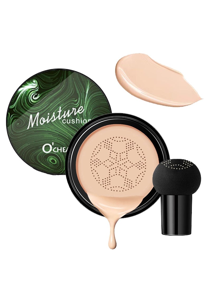 OCHEAL Mushroom Head Air Cushion CC Cream Foundation, Moisture Cushion CC Cream Full Coverage of Blemishe, Even Skin Tone Makeup Base Primer, Long Lasting Waterproof Air Cushion CC Cream (Natural) - Image 1