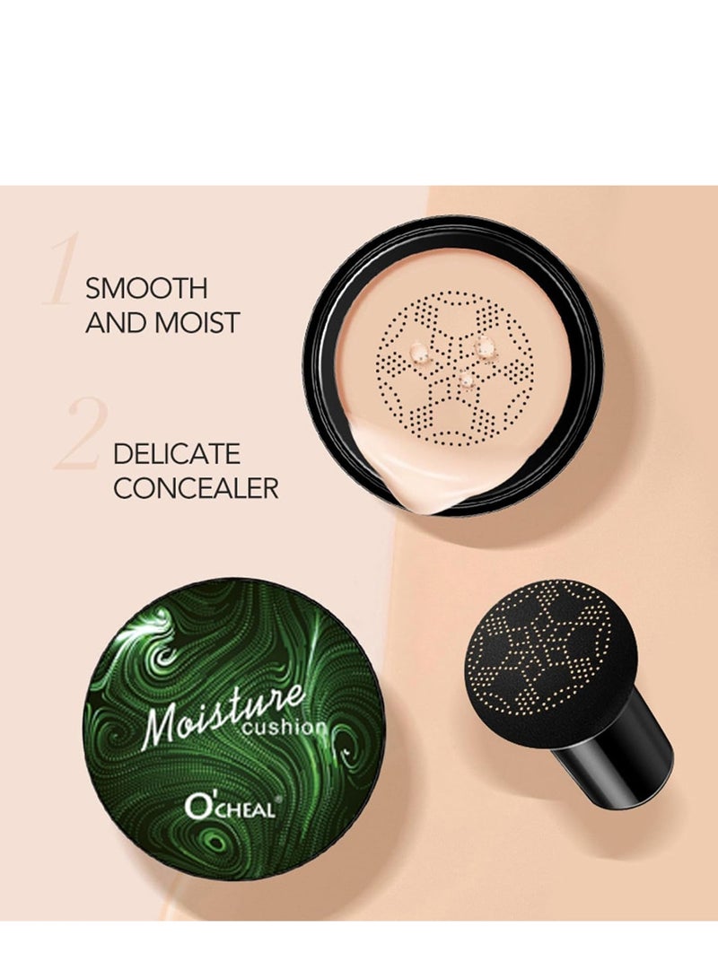 OCHEAL Mushroom Head Air Cushion CC Cream Foundation, Moisture Cushion CC Cream Full Coverage of Blemishe, Even Skin Tone Makeup Base Primer, Long Lasting Waterproof Air Cushion CC Cream (Natural) - Image 2