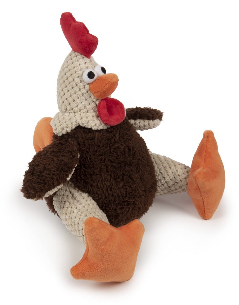 goDog, Checkers Fat Rooster, Squeaker Dog Toy, Chew Resistant, Durable Plush, Soft, Tough, Reinforced Seams, Brown, Large - Image 2