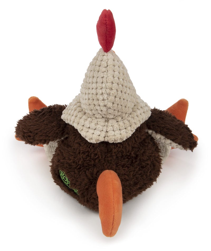 goDog, Checkers Fat Rooster, Squeaker Dog Toy, Chew Resistant, Durable Plush, Soft, Tough, Reinforced Seams, Brown, Large - Image 5