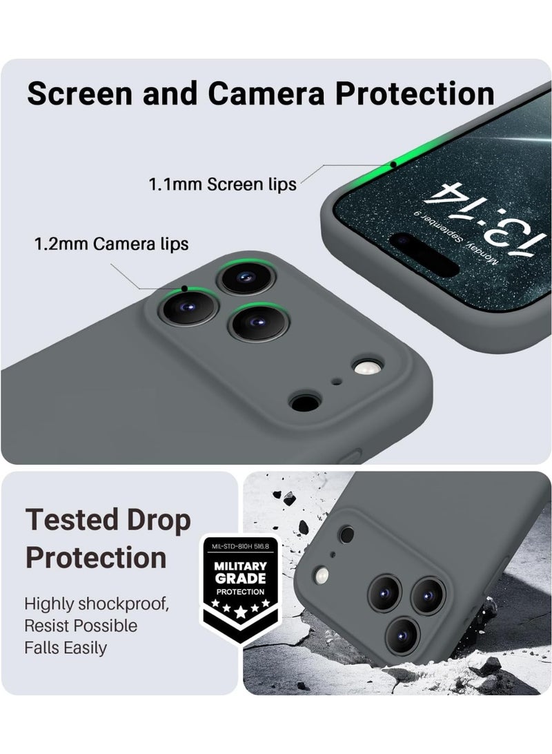 Liquid Silicone Phone Case for iPhone 17 Pro, Grey, with Camera Protection - Image 3