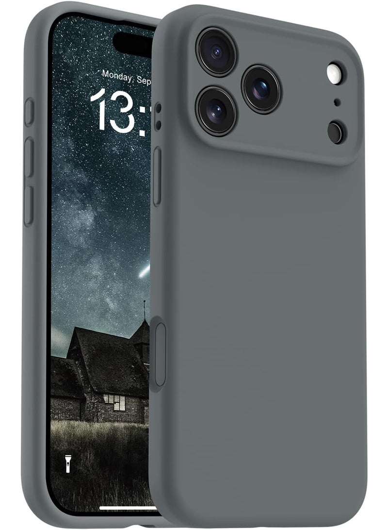Liquid Silicone Phone Case for iPhone 17 Pro, Grey, with Camera Protection - Image 1