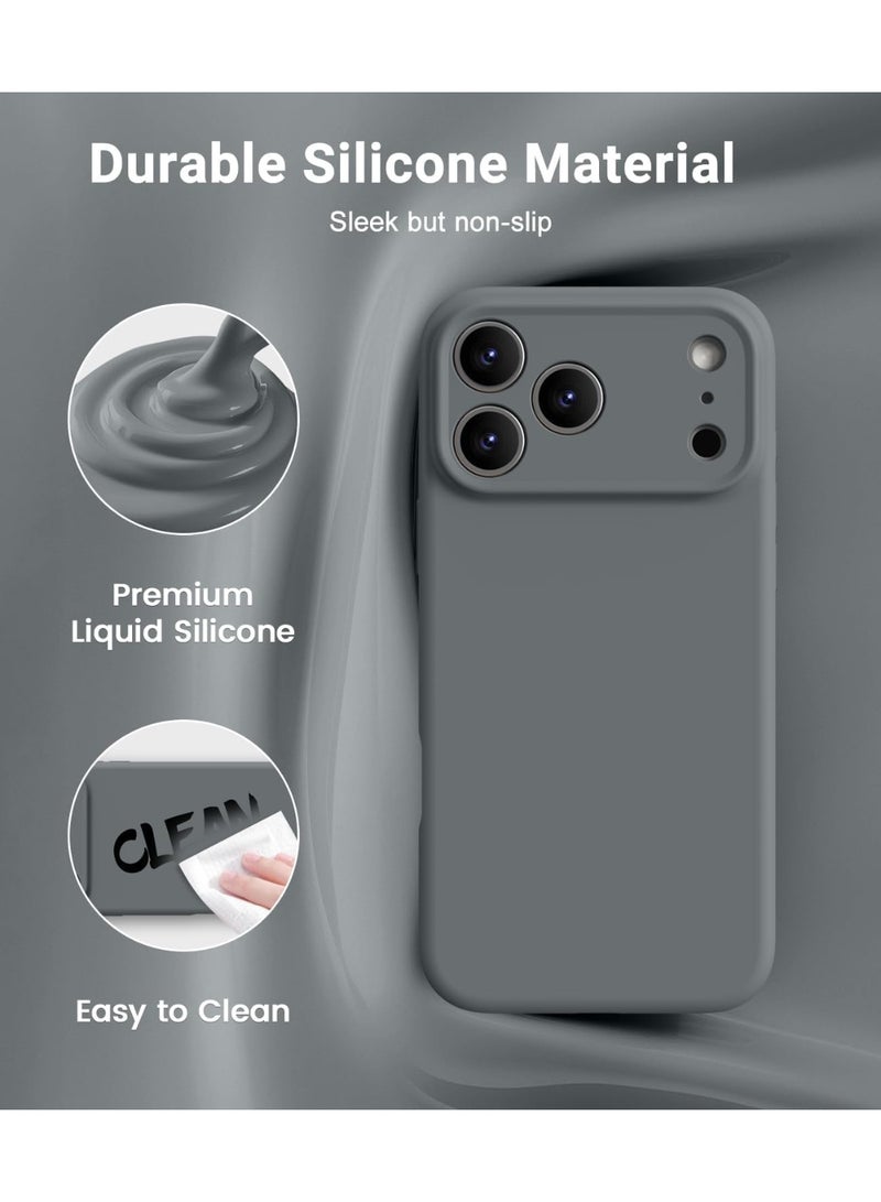 Liquid Silicone Phone Case for iPhone 17 Pro, Grey, with Camera Protection - Image 2