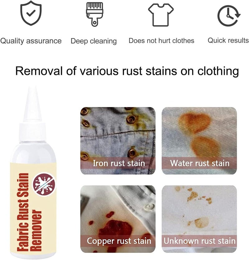 Fabric Rust Stain Remover (100ml), Strong Waterless Cleaner for Clothes – Emergency Stain Rescue and Laundry Cleansing Agent – Effective Rust and Stain Remover for Garments - Image 2