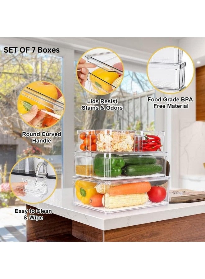 HouseWarming Fridge Storage Boxes Set of 7 - Fridge Storage Containers, Stackable & BPA Safe Container for Kitchen Storage Set, Kitchen Storage Organizer, Vegetable Storage Box - Image 3