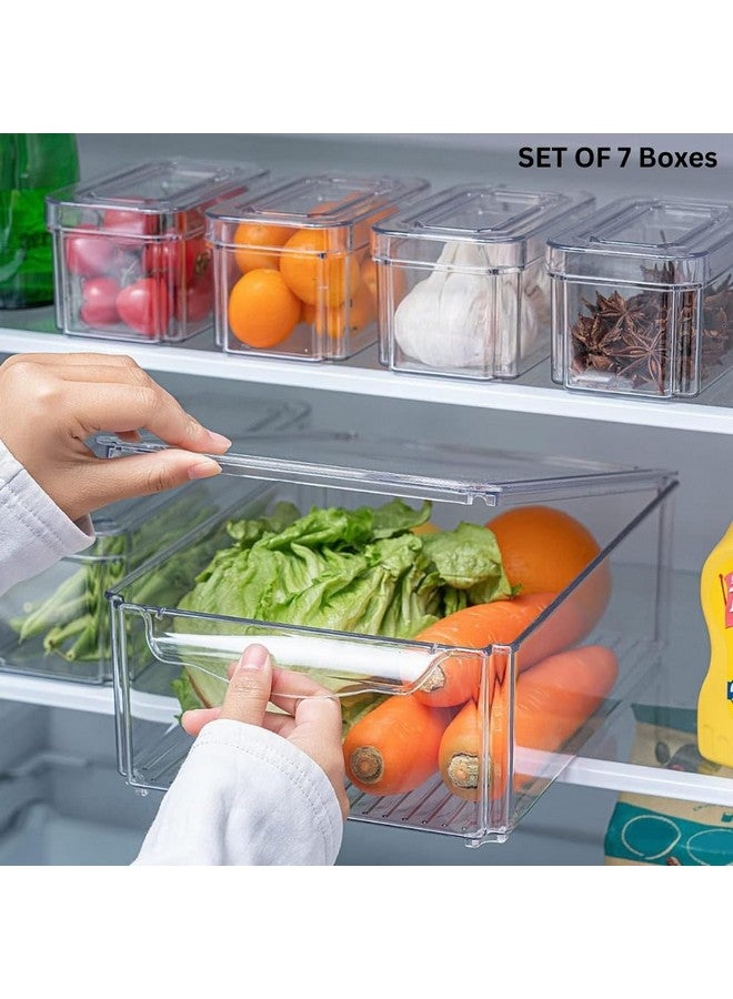 HouseWarming Fridge Storage Boxes Set of 7 - Fridge Storage Containers, Stackable & BPA Safe Container for Kitchen Storage Set, Kitchen Storage Organizer, Vegetable Storage Box - Image 5