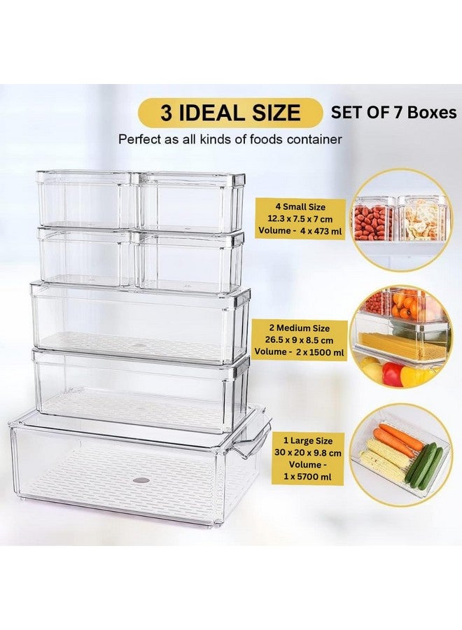 HouseWarming Fridge Storage Boxes Set of 7 - Fridge Storage Containers, Stackable & BPA Safe Container for Kitchen Storage Set, Kitchen Storage Organizer, Vegetable Storage Box - Image 2