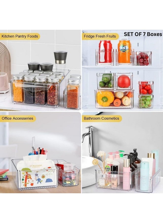 HouseWarming Fridge Storage Boxes Set of 7 - Fridge Storage Containers, Stackable & BPA Safe Container for Kitchen Storage Set, Kitchen Storage Organizer, Vegetable Storage Box - Image 4