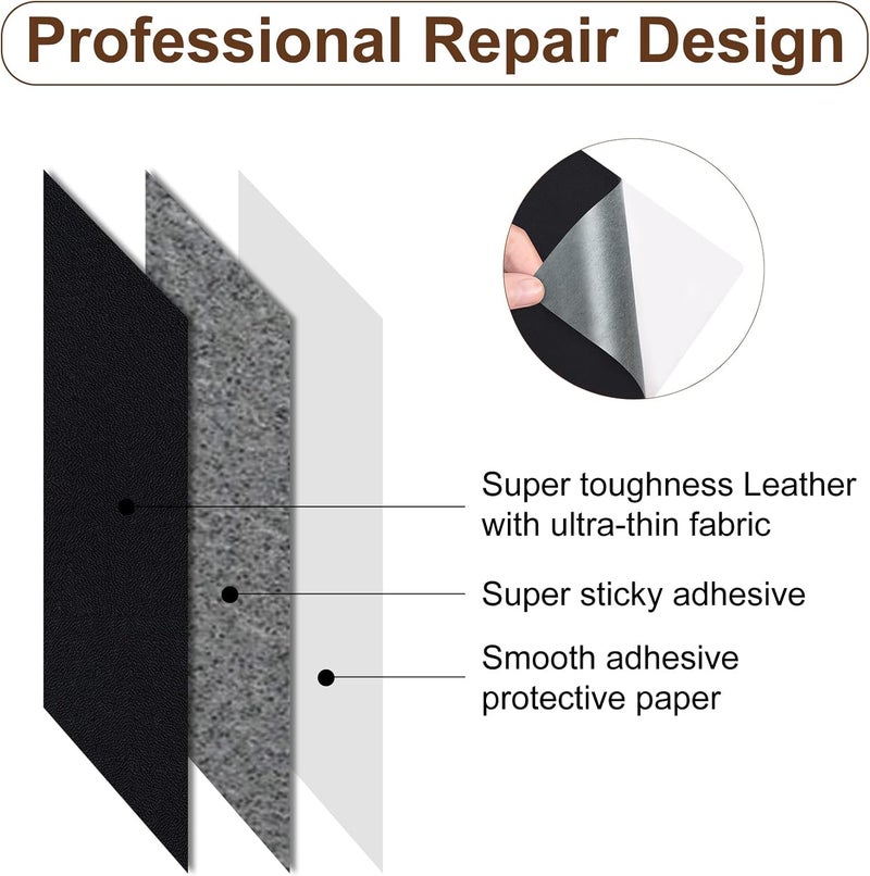 Numola Leather Repair Patch 3×4 inch Self-Adhesive Leather Repair Tape, Scratch/Holes Vinyl Repair Kit for Couch, Car Seat, Sofas, DIY Furniture Upholstery, Chair, Jackets, First-aid(Dark Brown) - Image 3