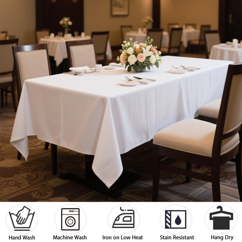 Mrj Polyester Tablecloth 60 X 84 Inch White Rectangle Table Cloth Washable Fabric Table Cover For Restaurant Hotel Wedding - Image 2