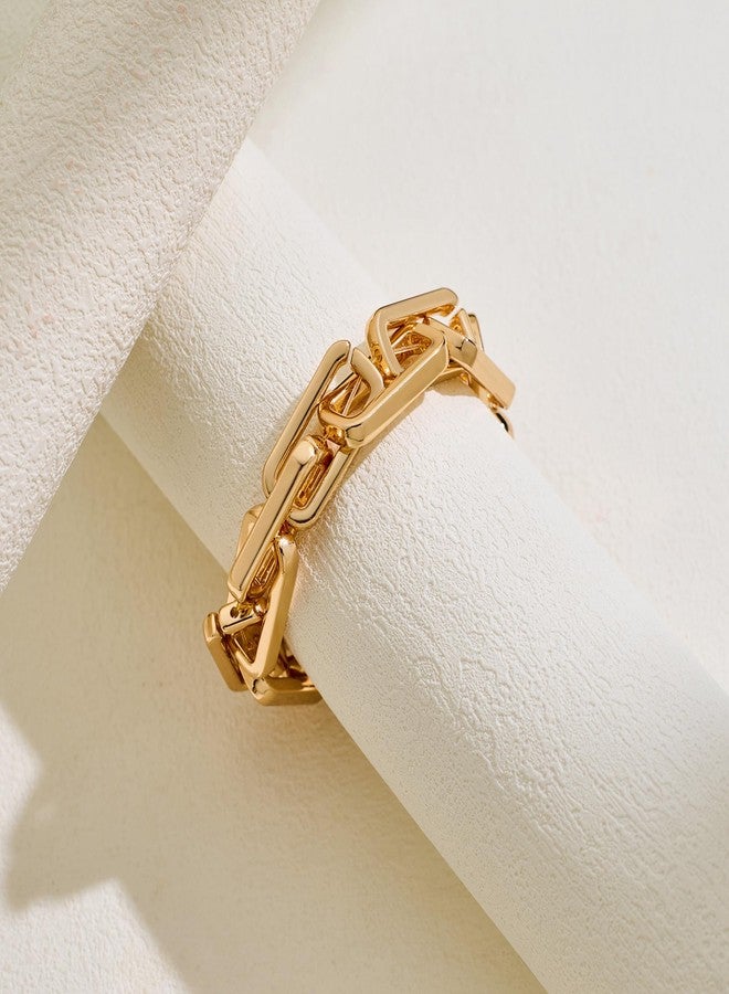 WOWORAMA Chunky Link Bracelet for Women Trendy Stretch Square Chain Bangle Bracelets Thick Chunky Paperclip Link Chain Bracelet - Image 3