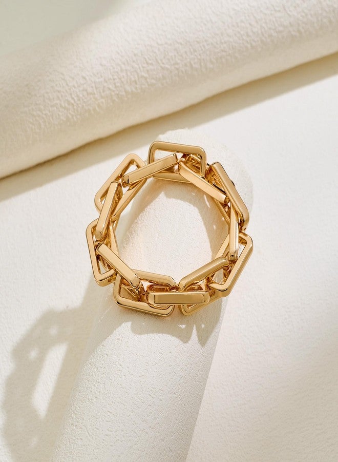 WOWORAMA Chunky Link Bracelet for Women Trendy Stretch Square Chain Bangle Bracelets Thick Chunky Paperclip Link Chain Bracelet - Image 4
