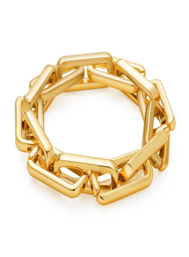 WOWORAMA Chunky Link Bracelet for Women Trendy Stretch Square Chain Bangle Bracelets Thick Chunky Paperclip Link Chain Bracelet - Image 1