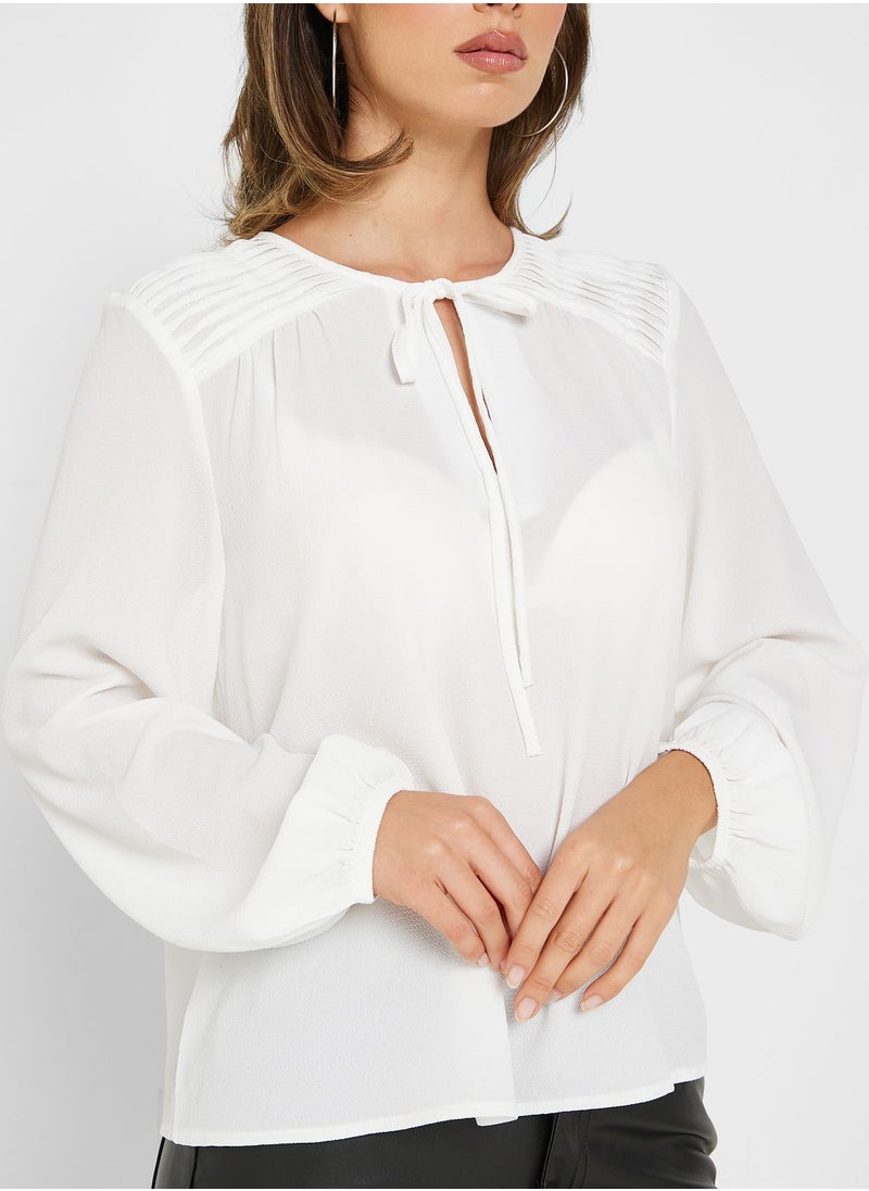 VERO MODA - Balloon Sleeve Tie Detail Top - Image 1