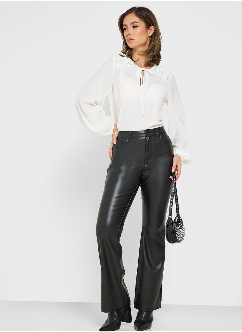 VERO MODA - Balloon Sleeve Tie Detail Top - Image 1