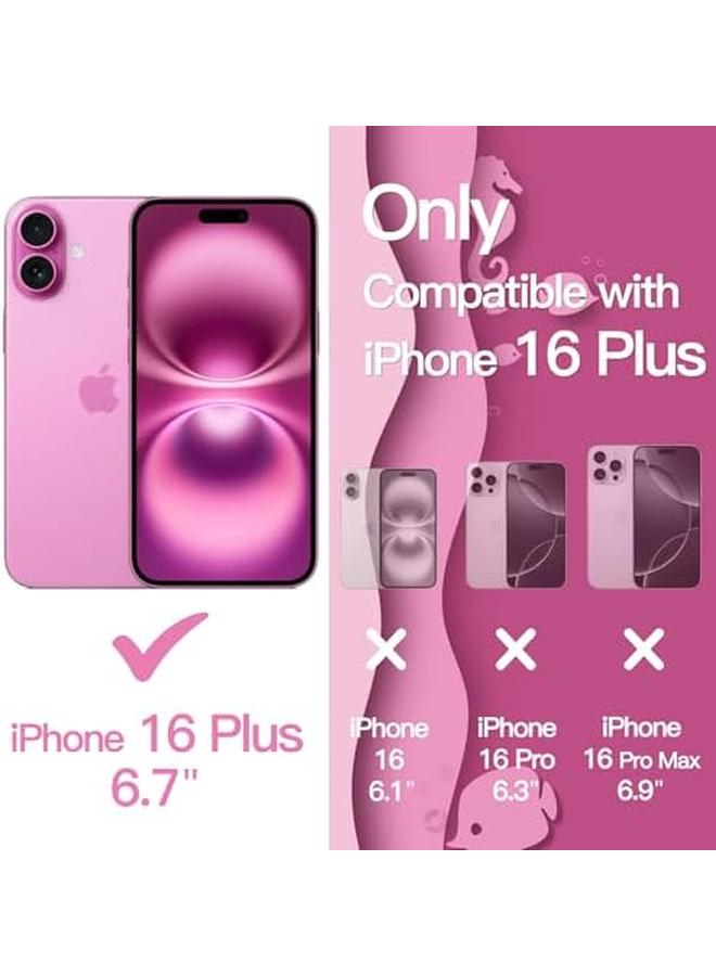 جي تيك جراب مموج لهاتف آيفون 16 بلس مقاس 6.7 بوصة، إطار مموج لطيف على شكل مجعد، غطاء هاتف مقاوم للصدمات للنساء والفتيات، شفاف، ظهر صلب من مادة البولي كربونات، وردي فاتح - Image 2