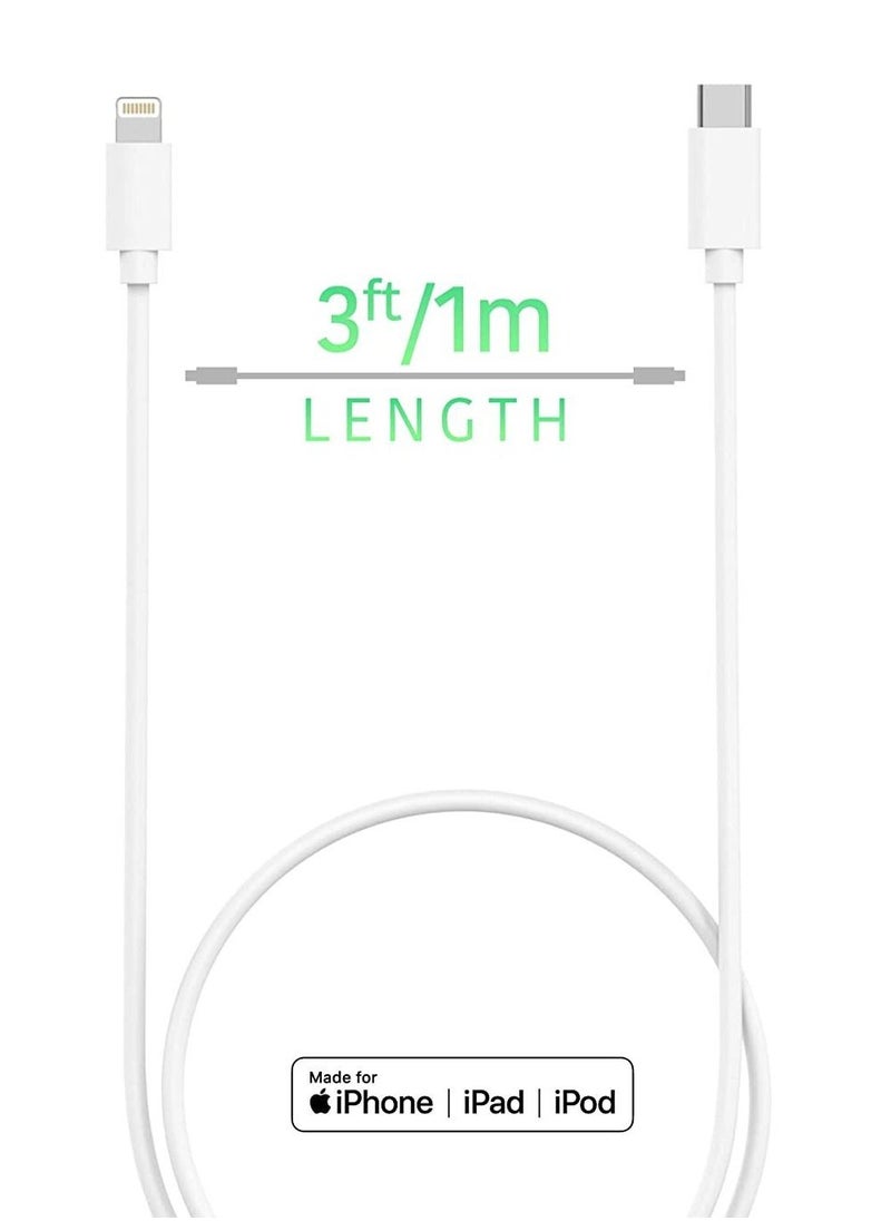 ELTRAZONE USB C to Lightning Cable [MFi Certified] Compatible with iPhone 13 Pro Max/12/11 Pro/X/XS/XR/8 Plus/AirPods Pro, Supports Power Delivery, 1M, White  - Image 2
