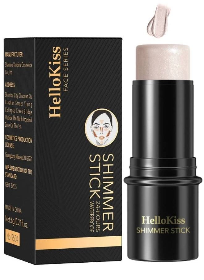 HelloKiss Shimmer Stick Makeup Highlighter Contour Bronzer Sticks Highlighter Makeup Stick for Face and Body Radiant and Shimmer Glow Water proof Long Lasting Smooth Face Contour Wand Shimmer Glow Pen 01  - Image 1