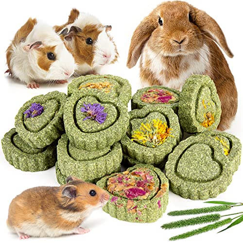 Sofier 12Pcs Timothy Hay Treats Rabbit Toys Bunny Toys Guinea Pig Natural Chews for Teeth Handmade Rabbit Chews and Treats Chinchilla Rat Hamster Gerbil - Image 1