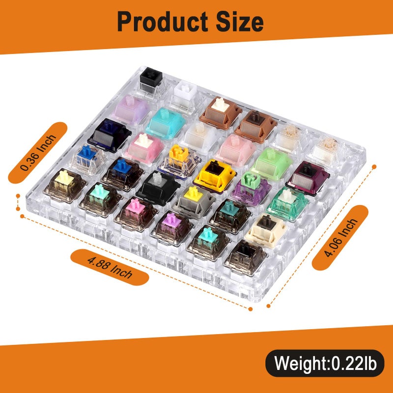 DUROCK Keyboard Switch Tester, 30-Key Switches Sampler with Switch Puller, Ice King Linear Shrimp Silent T1 Tactile POM Piano Black Lotus Sea Glass HE Magnetic Switches Experience Kit (30pcs) - Image 4