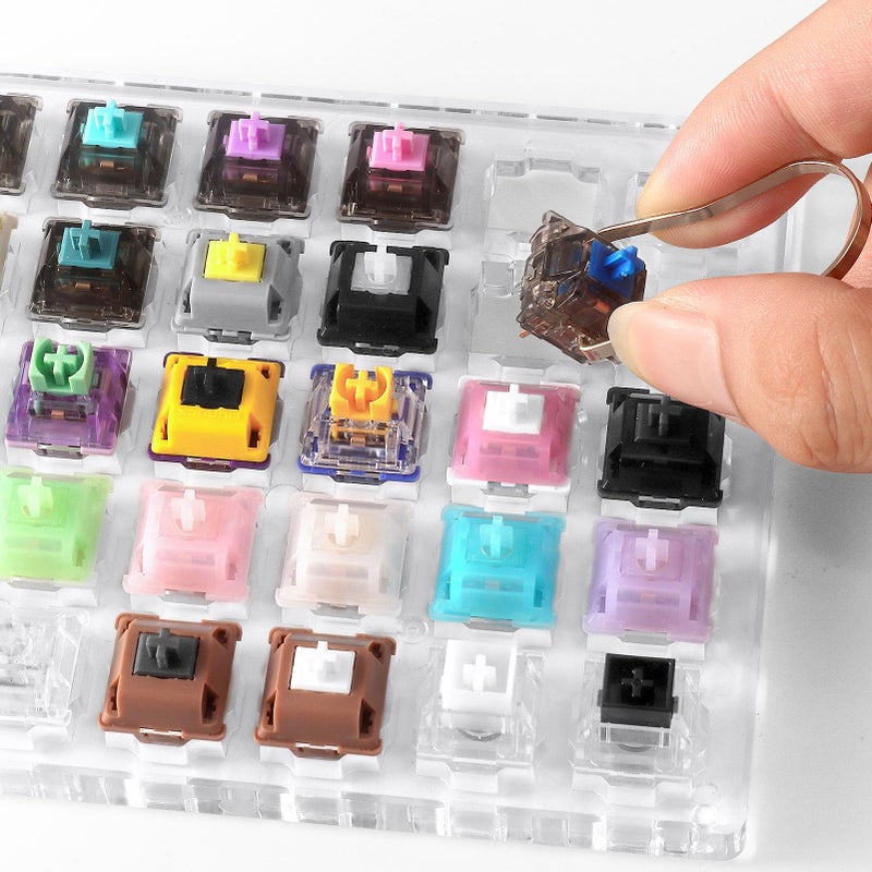 DUROCK Keyboard Switch Tester, 30-Key Switches Sampler with Switch Puller, Ice King Linear Shrimp Silent T1 Tactile POM Piano Black Lotus Sea Glass HE Magnetic Switches Experience Kit (30pcs) - Image 2