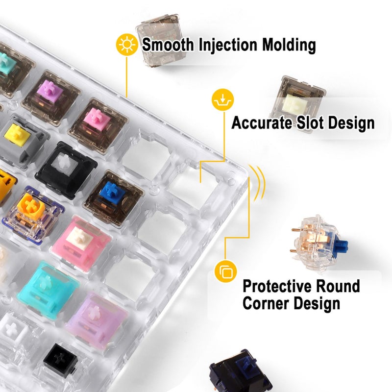 DUROCK Keyboard Switch Tester, 30-Key Switches Sampler with Switch Puller, Ice King Linear Shrimp Silent T1 Tactile POM Piano Black Lotus Sea Glass HE Magnetic Switches Experience Kit (30pcs) - Image 3