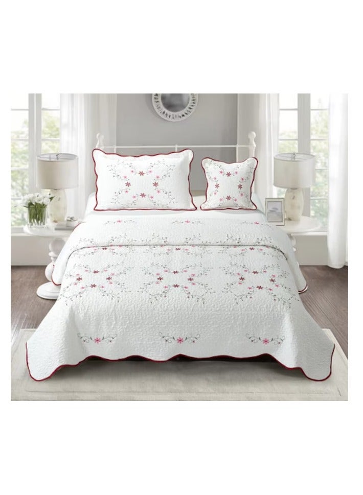 PROMASS 4 Piece Solid Embroidery Compressed Comforter/Quilt/Bedspread Set Single Size ( Comforter + Fitted Sheet + 1 Small Pillow Case + 1 Large Pillow Case) Bison Hide