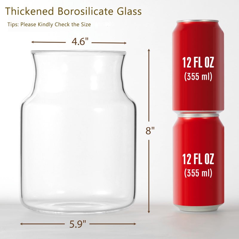 BWODYAY Clear Glass Vase, Large Flower Vase, 8-inch Glass Flower Vase for Plants, Wide Mouth Vase for Home, Wedding, Living Room, Dining Table - Image 3
