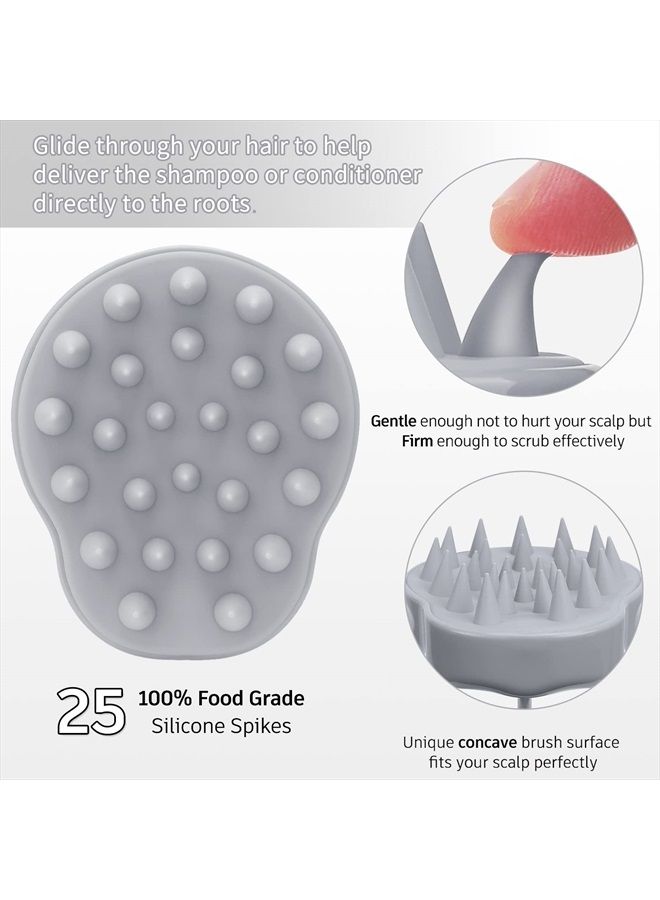 FReatech Hair Scalp Massager Shampoo Brush with Soft Silicone Bristles for Scalp Care and Hair Growth, Shower Head Scalp Scrubber Exfoliator for Dandruff, Wet & Dry for Men, Women and Kids, Grey - Image 4