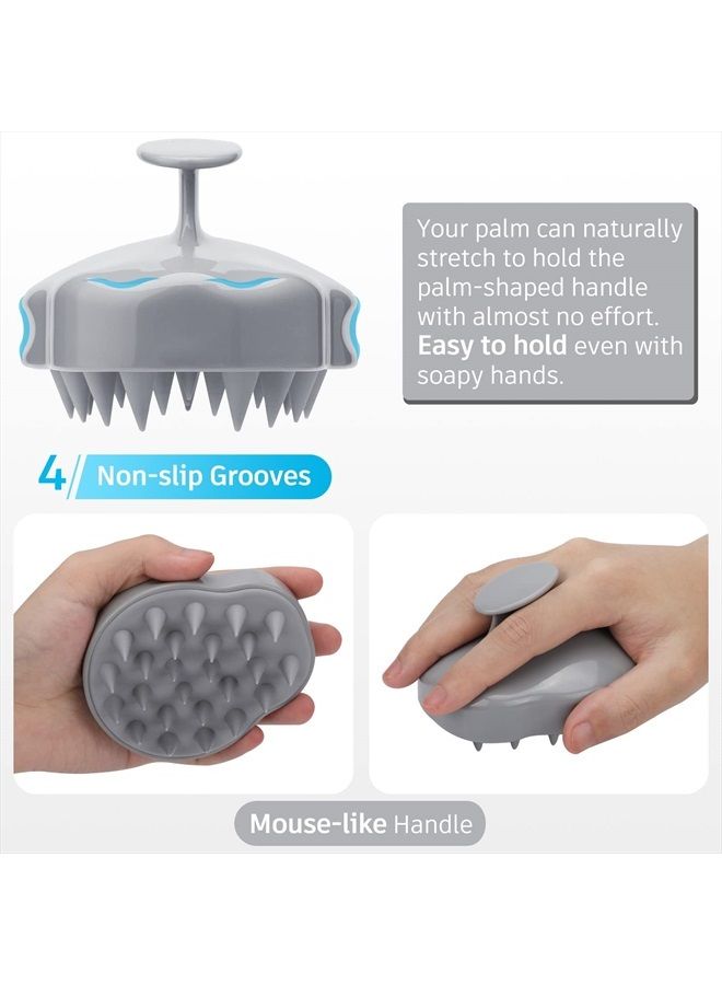 FReatech Hair Scalp Massager Shampoo Brush with Soft Silicone Bristles for Scalp Care and Hair Growth, Shower Head Scalp Scrubber Exfoliator for Dandruff, Wet & Dry for Men, Women and Kids, Grey - Image 3