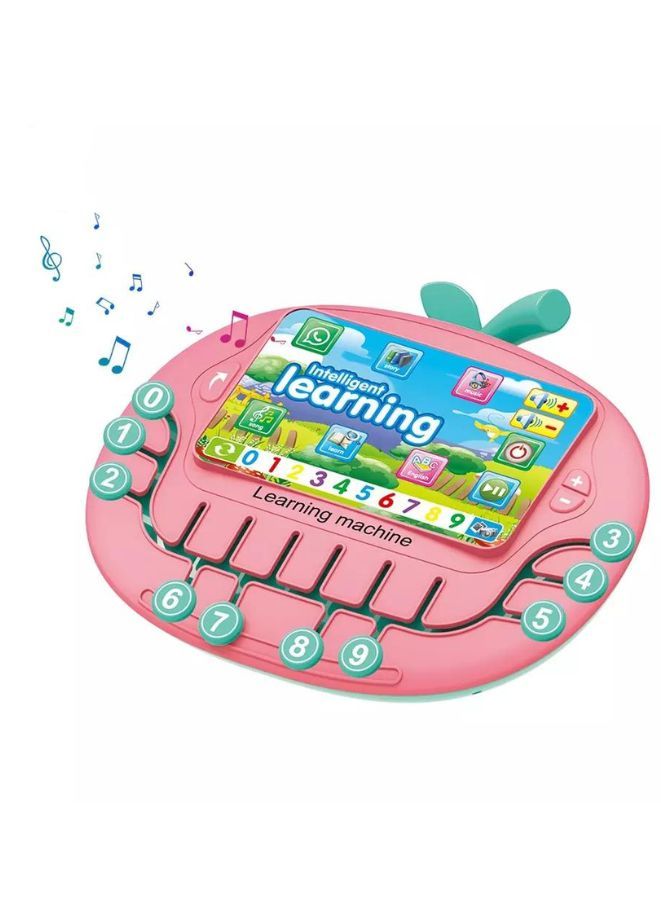 Multifunctional Tablet Learning Machine, Interactive Educational Toy with Letters, Numbers, Music, Story Telling, and more, Modern math learning machine toy apple shape for Toddlers Pink  - Image 1