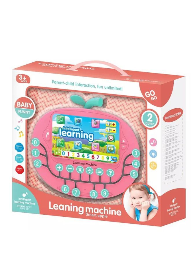 Multifunctional Tablet Learning Machine, Interactive Educational Toy with Letters, Numbers, Music, Story Telling, and more, Modern math learning machine toy apple shape for Toddlers Pink  - Image 5