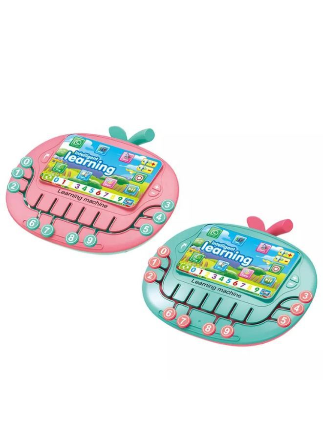 Multifunctional Tablet Learning Machine, Interactive Educational Toy with Letters, Numbers, Music, Story Telling, and more, Modern math learning machine toy apple shape for Toddlers Pink  - Image 3