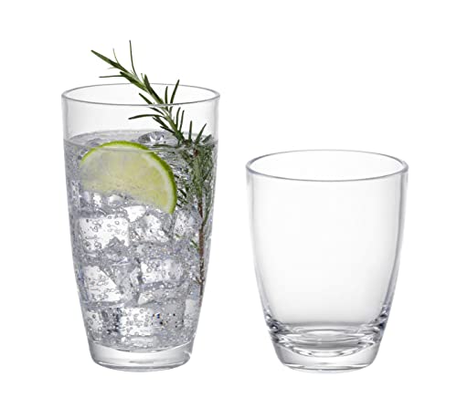 KLIFA ETON 152  208 ounce Set of 8 Acrylic Tumbler  Highball Drinking Glasses Cups BPAFree Stackable Plastic Drinkware Dishwasher Safe Clear