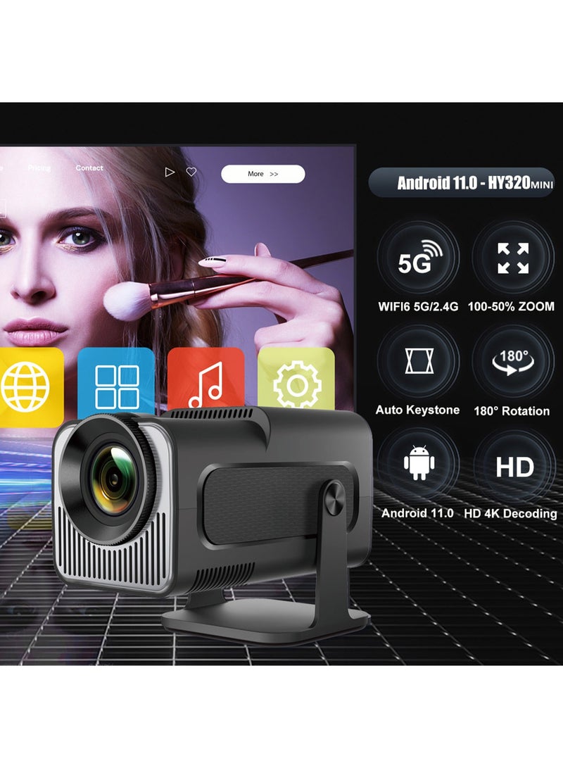 HD Portable Projector 4K Supported Smart Projector with 5G Dual-Band WiFi Bluetooth 5.0 Mobile Home Theater Compatible with Android iOS Windows TV Stick HDMI USB for Outdoor and Indoor Use - Image 2