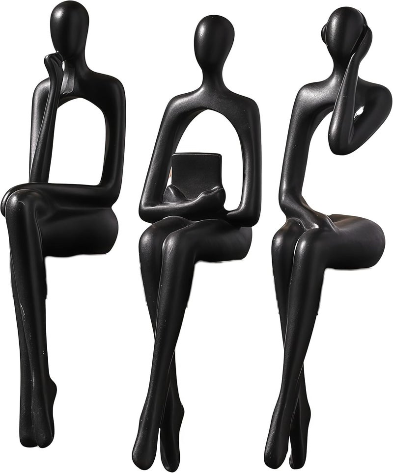 XINXUAN Assorted trendy color picks Black Abstract Resin Sculpture Ornament Art Figurine Modern Home Decor Accents for Office, Bookshelf, TV Stand, Table, Living Room (SHBA3127005) Modern versatile shape - Image 1