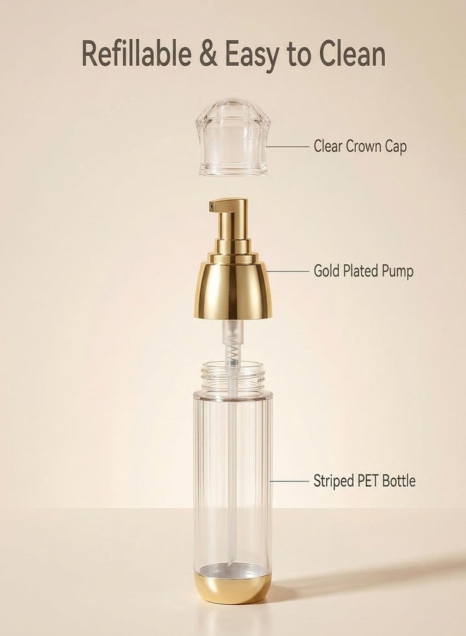 Elandy 2PCS 60ml/2oz Empty Clear Round Plastic Lotion Pump Bottles with Gold Pump Head Refillable Cosmetic Dispenser Travel Liquid Soap Container Vial Jar for Foundation Lotion Essential Oil - Image 4