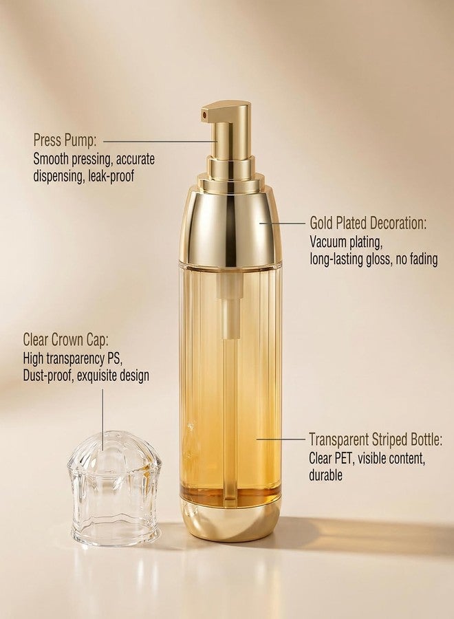Elandy 2PCS 60ml/2oz Empty Clear Round Plastic Lotion Pump Bottles with Gold Pump Head Refillable Cosmetic Dispenser Travel Liquid Soap Container Vial Jar for Foundation Lotion Essential Oil - Image 5