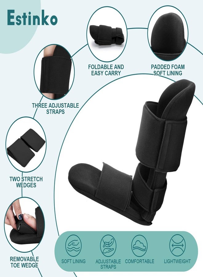 Estinko Plantar Fasciitis Night Splint – Adjustable Night Splint for Plantar Fasciitis Women & Men, Relieve Heel Pain, Achilles Tendonitis, Drop Foot Support Black Large - Image 3
