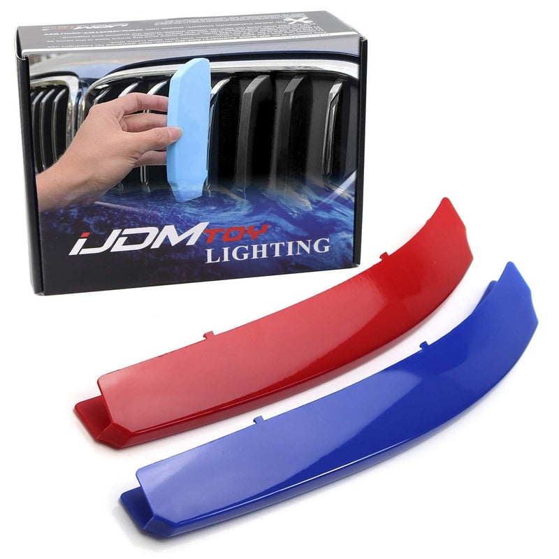 iJDMTOY Iconic 3-Color Grille Insert Trims Compatible with 2013 2014 2015 F01/F02 7 Series 740i 740Li 750i 750Li etc with 9 Standard Grille Beams