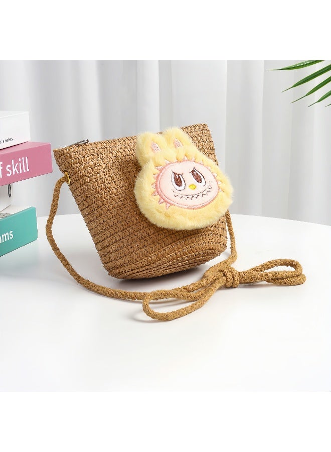 LABUBU Popular Rabu Straw Bag Children's Cute Doll Shoulder Bag Clothing Accessories Girls Woven Bag - Image 2