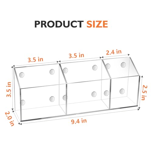 Ameceres Magnetic Pen Holder Classroom Organization Acrylic Marker Holder for Whiteboard Refrigerator Locker Accessories Pencil Dry Erase Marker Basket 3 Compartments 1 - Image 3